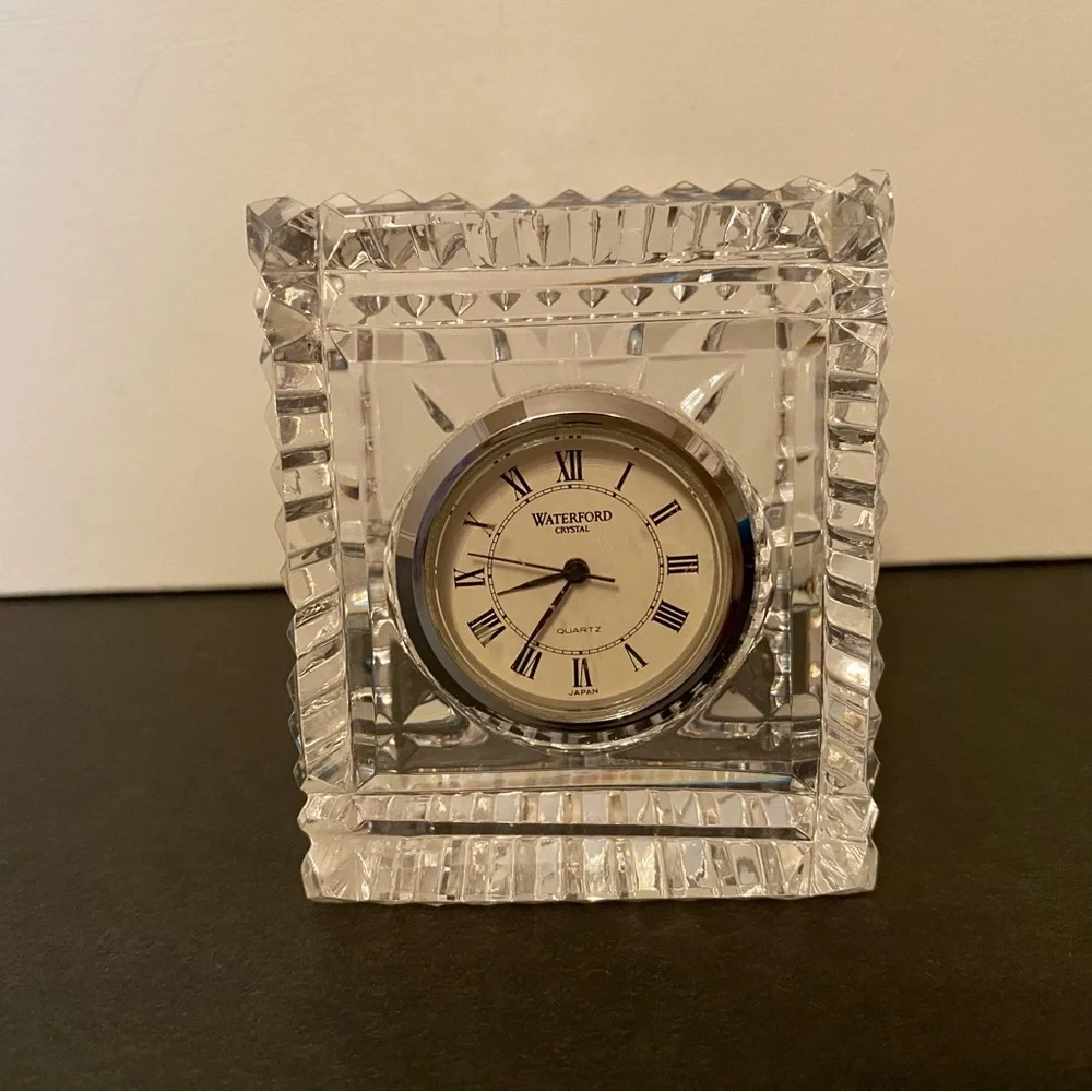 WATERFORD CRYSTAL CLOCK RECTANGLE QUARTZ BATTERY SIGNED IRELAND HOME DECOR